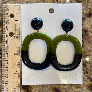 H&M earrings. Black and Olive green. Gold tone hardware.